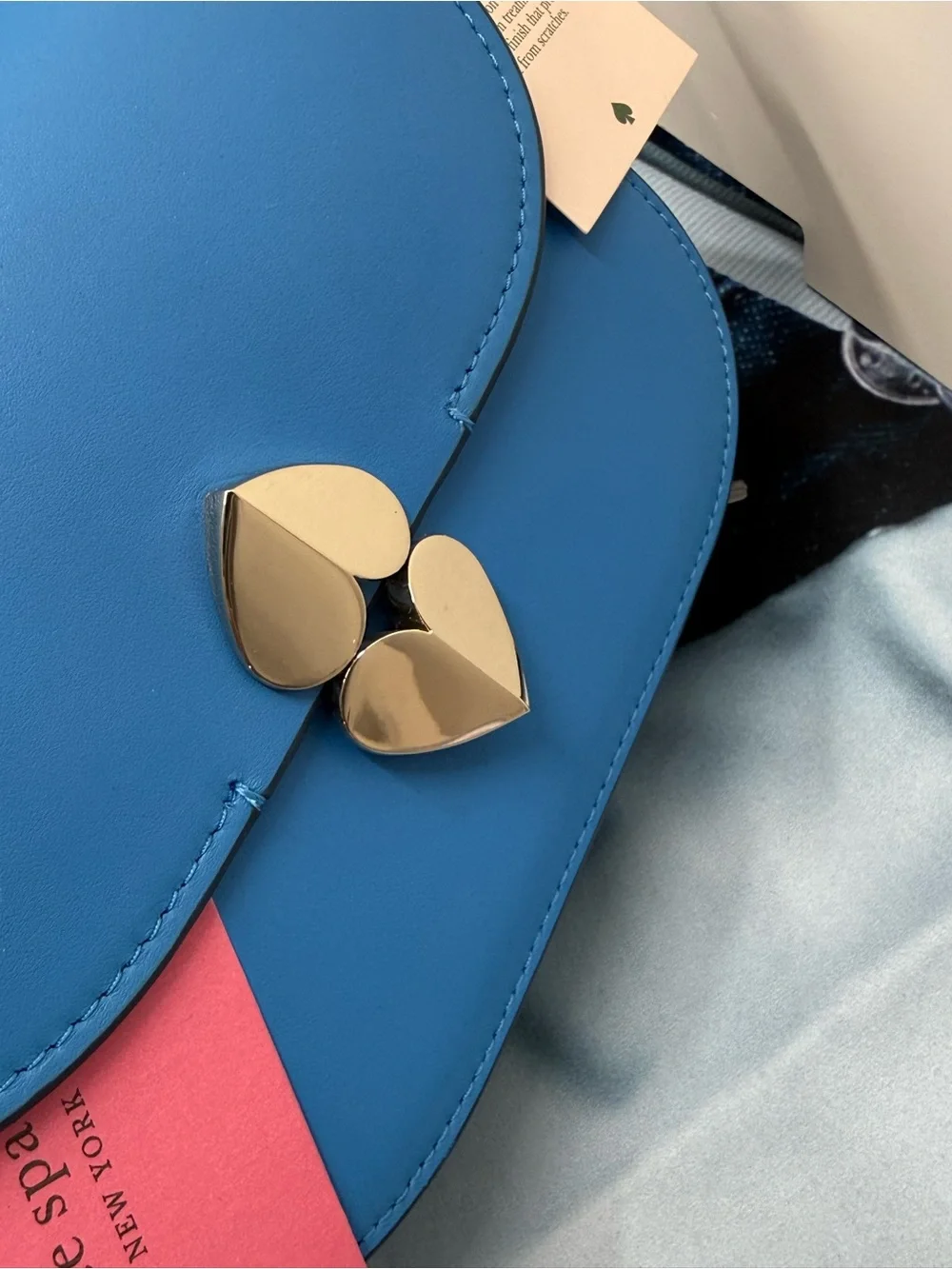 (new+tag) Kate Spade Lula Flap Saddle Smooth Leather Crossbody Bag Ocean Blue